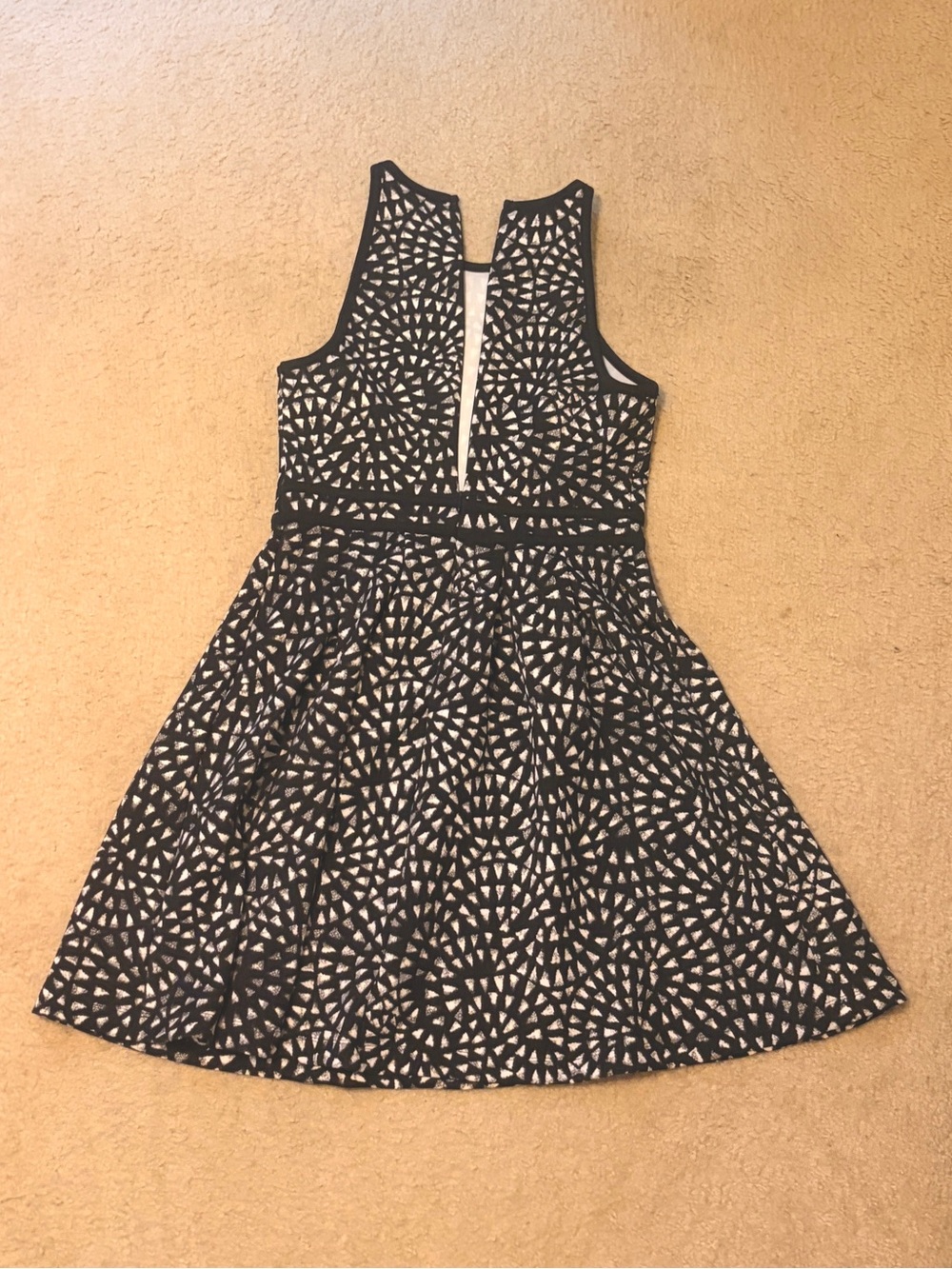 NWOT- Mossimo Supply Co. Black and White Laser-Cut Fit-and-Flare Mini Dress - Picture 2 of 7